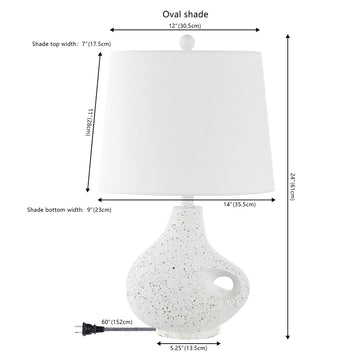Charlotte 24" Minimalist Designer Iron/Resin Oval Shade LED Table Lamp - JONATHAN Y